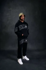 Team Logo & Hand style Track pant Black/Grey/White
