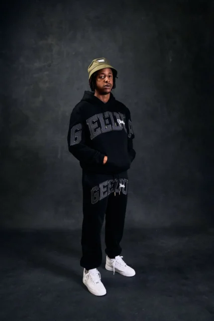 Team Logo & Hand style Track pant Black/Grey/White