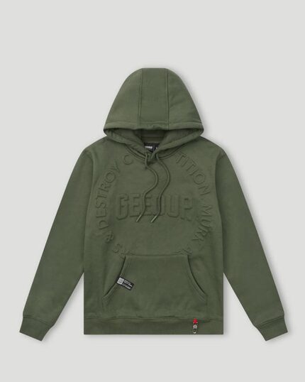 Geedup O/S Emblem Emboss Hoody Military Green Hoodie