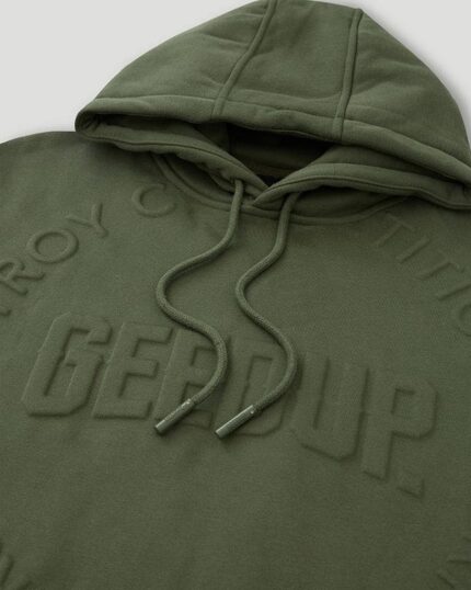 Geedup O/S Emblem Emboss Hoody Military Green Hoodie