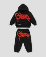 Geedup Handstyle Kids Tracksuit Black/Burnt Orange