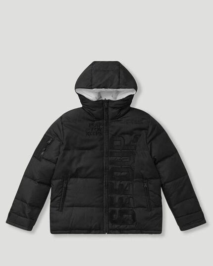 Geedup Core Logo Reversible Puffer Jacket Black/White