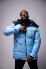 Geedup Team Logo Reversible Duck Down Jacket Baby Blue/Black