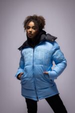 Geedup Team Logo Reversible Duck Down Jacket Baby Blue/Black